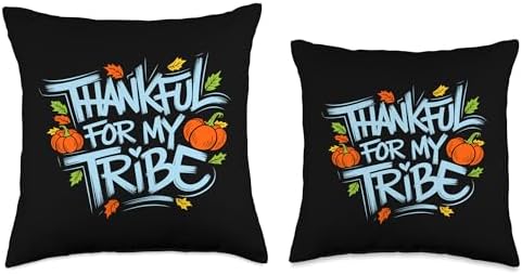 Thankful For My Tribe, Friendsgiving Squad, Thanksgiving Throw Pillow - Image 3