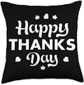 Happy Thanksgiving Day Maple Leaf Thankful Throw Pillow by Unknown