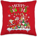 Family Happy Hallothanksmas Thanksgiving Christmas Merry Christmas Dabbing Santa Pine Tree Gnomes Xmas Lights Throw Pillow, 16x16, Multicolor by Unknown