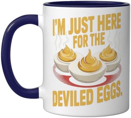 I’m Just Here for the Deviled Eggs Egg Expert Deviled Egg Ceramic Mug, Dark Blue/White, 11oz by Unknown