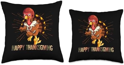 Thanksgiving Football Gifts Happy Thanksgiving Turkey Football Throw Pillow, 18x18, Multicolor - Image 3