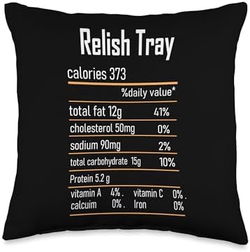 nutrition facts for thanksgiving lovers Relish Tray Nutrition Facts for Thanksgiving Christmas Food Throw Pillow, 16x16, Multicolor by Unknown
