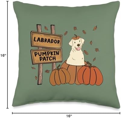 Labrador Pumpkin Patch Dog Lovers Thanksgiving Halloween Throw Pillow - Image 4