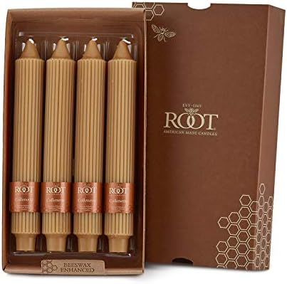 Root Candles 4-Count Unscented Grecian Collenettes, 9-Inch, Beeswax Color by RootCandles
