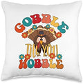Gobble Wobble Turkey Dentist Dental Assistant Thanksgiving Throw Pillow by Unknown