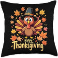 Happy Thanksgiving Turkey Throw Pillow by Unknown