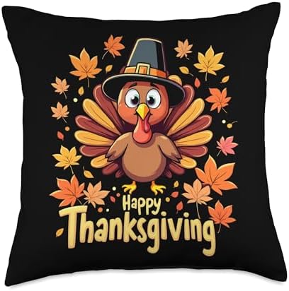 Happy Thanksgiving Turkey Throw Pillow by Unknown