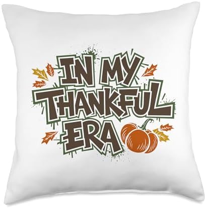 In My Thankful Era Friendsgiving Thanksgiving Throw Pillow by HadleyDesigns