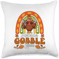 Bartender Gobble Squad Thanksgiving Turkey Fall Rainbow Throw Pillow by Unknown