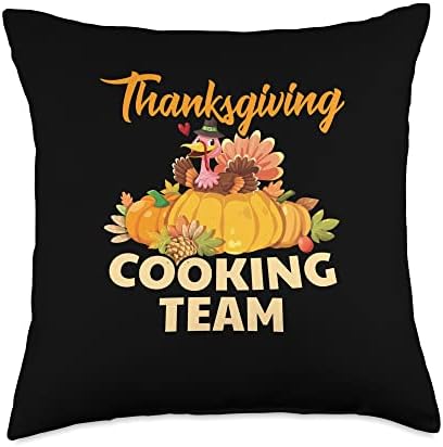 Cooking Turkey Thanksgiving Dinner Thanksgiving Cooking Team Throw Pillow by Unknown