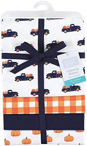 Hudson Baby Unisex Baby Cotton Flannel Receiving Blankets, Pumpkin, One Size - Image 2