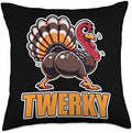 Funny Twerkey Shirt Turkey Pilgrim Thanksgiving Twerking Throw Pillow by Unknown