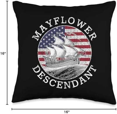 Mayflower Descendant USA Flag Distressed Throw Pillow - Image 4