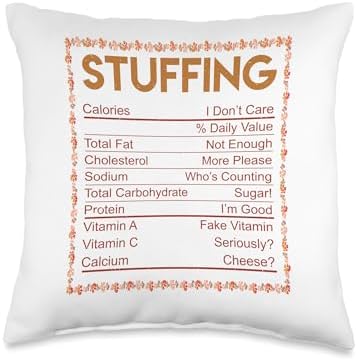 Stuffing Nutritional Content Funny Food Turkey Thanksgiving Throw Pillow by Unknown