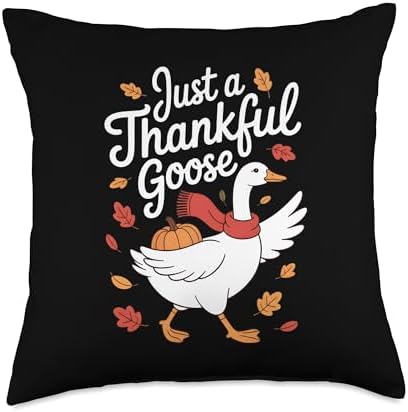 Thanksgiving Just a Thankful Goose Fall Harvest Pumpkin Pie Throw Pillow by Unknown