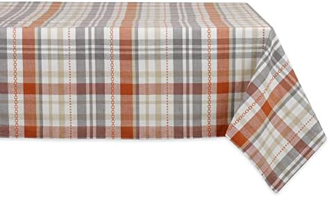 DII Autumn Afternoon Farmhouse Kitchen Thanksgiving & Fall Décor for Home, Tablecloth, 60x120, Pumpkin Plaid, Orange & Grey by DII
