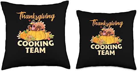 Cooking Turkey Thanksgiving Dinner Thanksgiving Cooking Team Throw Pillow - Image 3