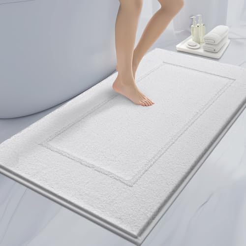 anllugs Bathroom Rugs, 30" x 60" Soft Bath Rugs, White