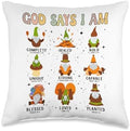 God says I am fall gnome pumpkin autumn gnomes Thanksgiving Throw Pillow by Unknown