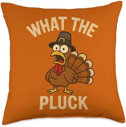 Funny Thanksgiving Cartoon Turkey What The Pluck Throw Pillow by Unknown