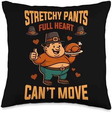 Stretchy Pants Full Heart Thanksgiving Turkey Autumn Season Throw Pillow by Unknown