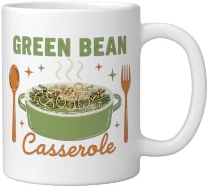 Green Bean Casserole Retro Thanksgiving Dinner Humor Ceramic Mug, White - Image 2