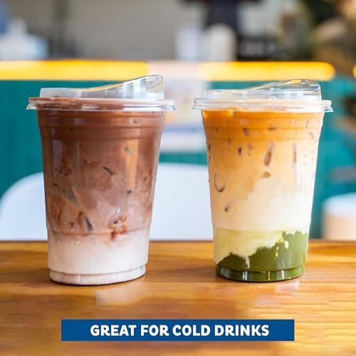 Freshware Clear Plastic Cups with Strawless Sip Lids [100 Cups - 12 oz] Disposable Cup for Iced Coffee, Smoothie, Milkshake, Cold Drinks - Image 4