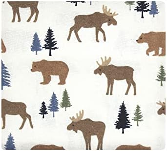 Hudson Baby Unisex Baby Cotton Flannel Receiving Blankets, Moose Bear, One Size - Image 2