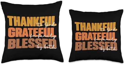 Thankful, Grateful, Blessed Christian Thanksgiving Throw Pillow - Image 3