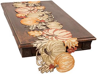 XiaHomeFashions Pumpkin Harvest Cutwork Table Runner, 15 x 54 in, 1 Piece - Image 4