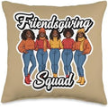 Friendsgiving Squad African American Women Thanksgiving Crew Throw Pillow by Unknown