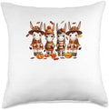 Group Cute Mules Thanksgiving Flowers Fall Pumpkins Farmer Throw Pillow by Unknown