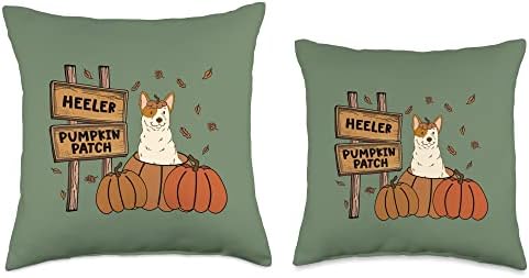 Red Heeler Pumpkin Patch Dog Lovers Thanksgiving Halloween Throw Pillow - Image 3