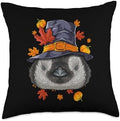 Thanksgiving Penguin Pilgrim Costume Fall Autumn Throw Pillow by Unknown