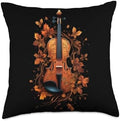 Violin Player Autumn Autumn Leaves Thanksgiving Throw Pillow by Unknown