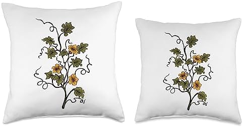 Cottagecore Thanksgiving Fall Graphic Autumn Pumpkin Leaves and Squash Blossoms Throw Pillow, 18x18, Multicolor - Image 3