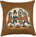Pilgrim Indian Football Funny Thanksgiving Sports Team Play Throw Pillow by Unknown
