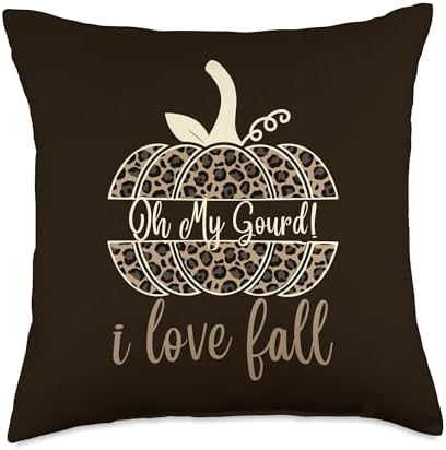 Oh My Gourd! i love fall ,Funny Thanksgiving Turkey Family Throw Pillow by Unknown