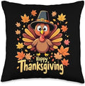 Happy Thanksgiving Turkey Throw Pillow by Unknown