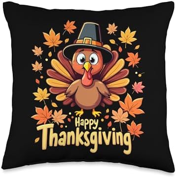Happy Thanksgiving Turkey Throw Pillow by Unknown