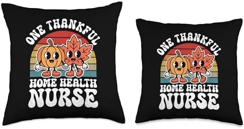One Thankful Home Health Nurse Funny Autumn Thanksgiving Throw Pillow - Image 3