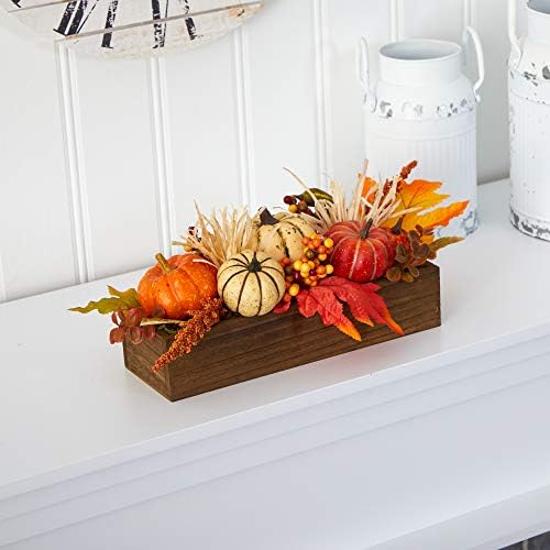 Nearly Natural 16" Fall Harvest Pumpkins and Berries Artificial Arrangement - Image 4