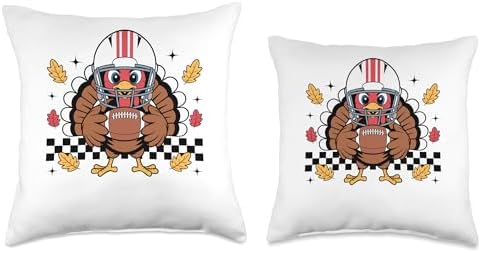 Retro Thanksgiving Turkey Football Toddler Boys Kids Throw Pillow - Image 3