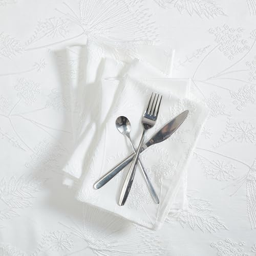 Laura Ashley Set of 6 Raised Embroidered Napkins, Cynthia White - Image 3