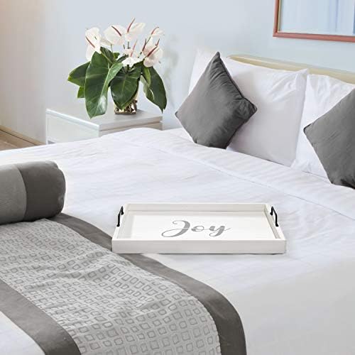 Elegant Designs HG2000-WJY Christmas Decoration 15.50" x 12" Decorative Wood Serving Tray w/Handles, White Wash Joy - Image 4