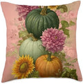 Vintage Autumn Flower Fall Pumpkin Thanksgiving Happy Fall Throw Pillow by Unknown