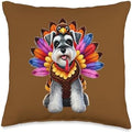 Miniature Schnauzer Turkey Funny Thanksgiving Animal Dog Pet Throw Pillow by Unknown