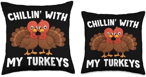 Chillin with My Turkeys Funny Thanksgiving Family Matching Throw Pillow - Image 3
