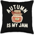 Pumpkin Decor Autumn Foliage Fall Leaves Shirt Autumn is My Jam Funny Fall Season Lover Thanksgiving Throw Pillow, 16x16, Multicolor by Unknown