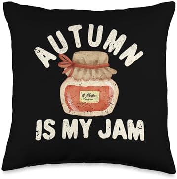 Pumpkin Decor Autumn Foliage Fall Leaves Shirt Autumn is My Jam Funny Fall Season Lover Thanksgiving Throw Pillow, 16x16, Multicolor by Unknown